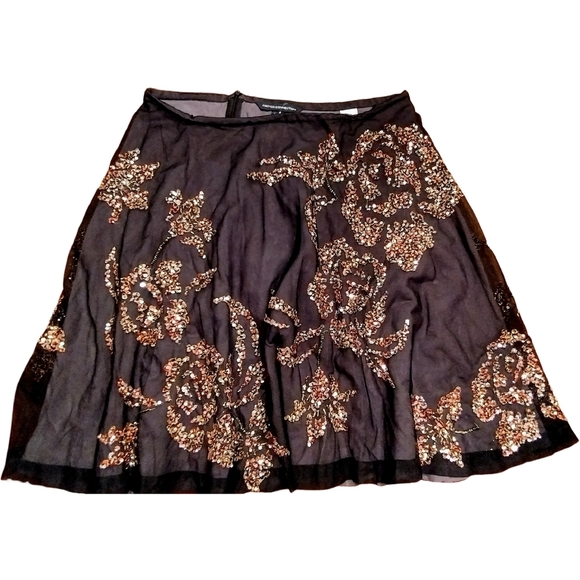 French Connection Tulle Midi Skirt, Sequined Floral Design Skirt,Size 8, Black - Picture 1 of 9